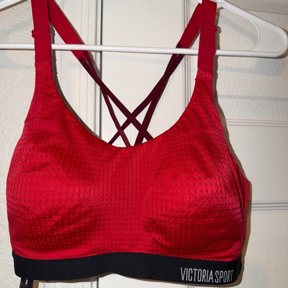 Victoria's Secret Red Mesh Sports Bra with Black Trim - Picture 2 of 4